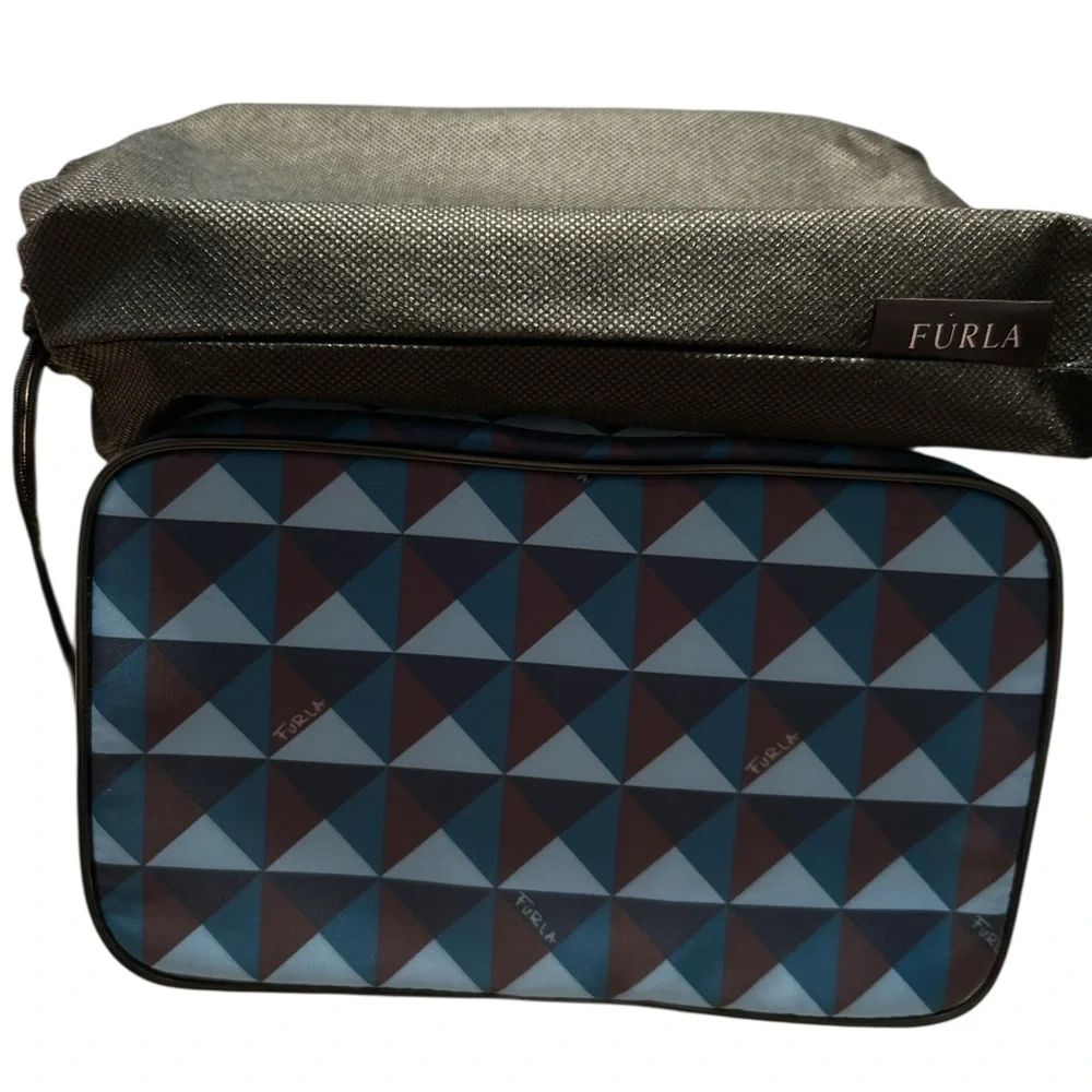 Furla  Geometric Blue and Brown Bag NWT